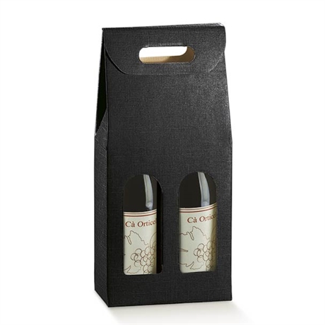 Valisettes 2 bouteilles de vin - fenêtres et poignée